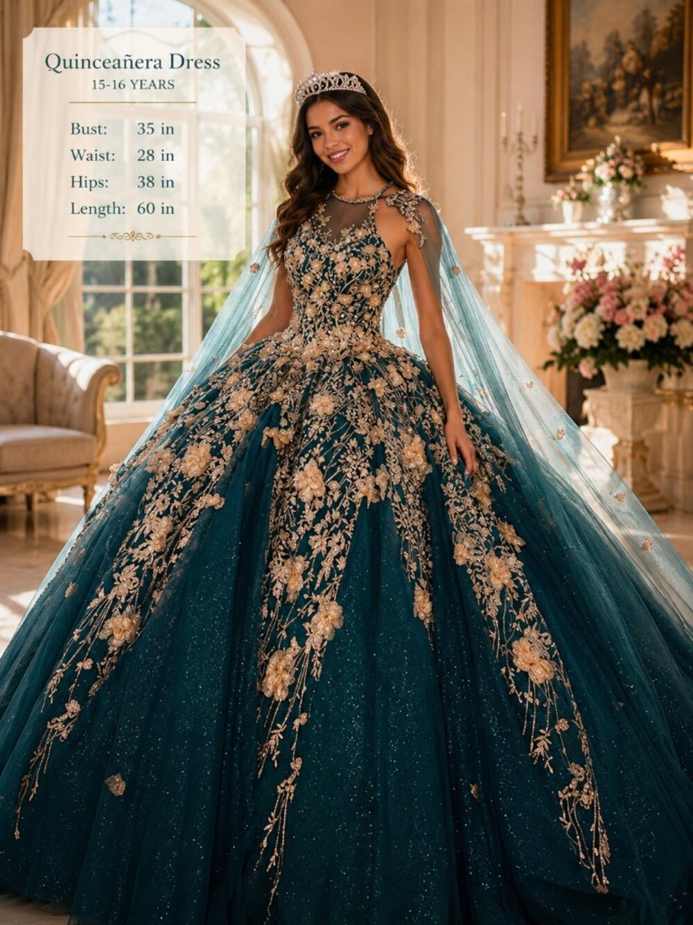 Ariana Vara PR12262 Princess Quinceañera Ball Gown Size 2 Forest Rose Gold Dress